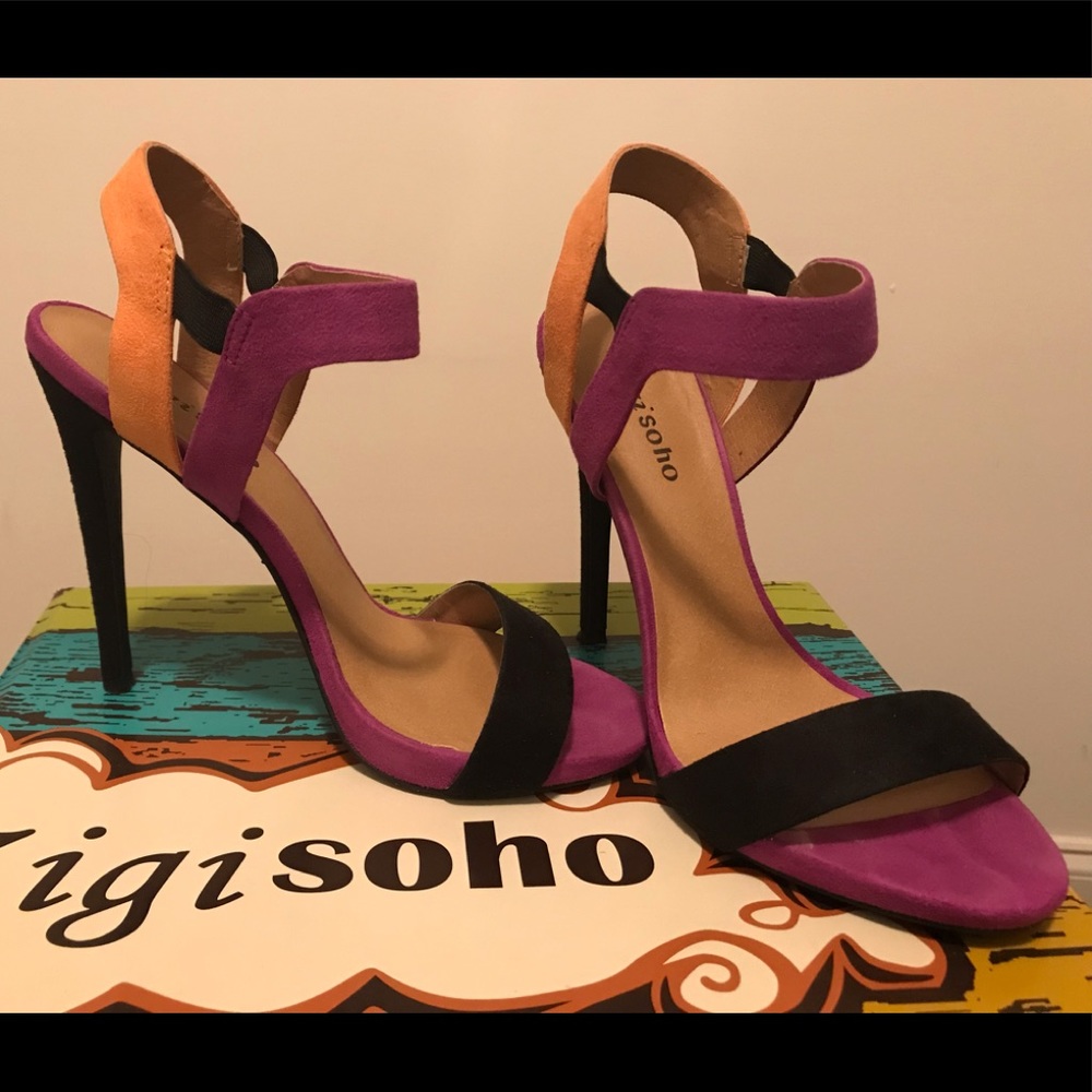 Multi-color suede sandal